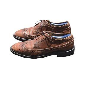 Men's Vintage O'Sullivan Brown Leather Lace up Wingtip Dress Shoe 9